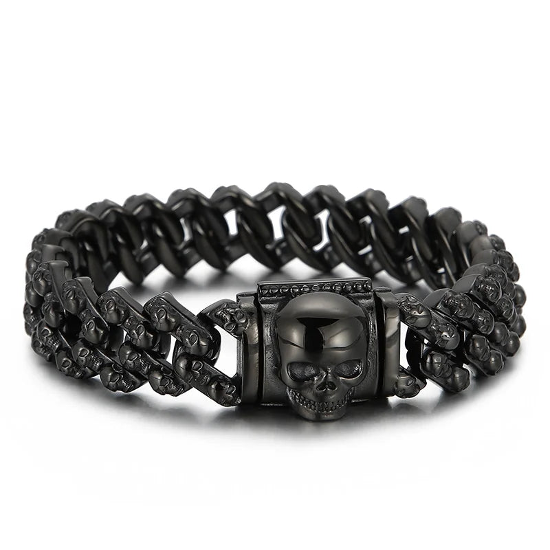 Luxury Skull Vintage Men's Cuban Chain Bracelet-Evani Naomi Jewelry