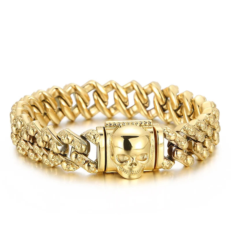 Luxury Skull Vintage Men's Cuban Chain Bracelet-Evani Naomi Jewelry