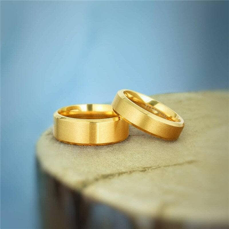 Matte Yellow Gold Unisex Titanium Wedding Band-Evani Naomi Jewelry