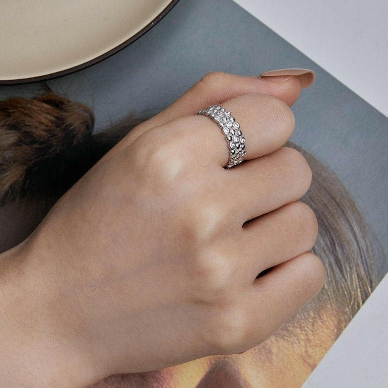 Multi-layer EVN Diamond Alternative with Beans Wedding Band-Evani Naomi Jewelry