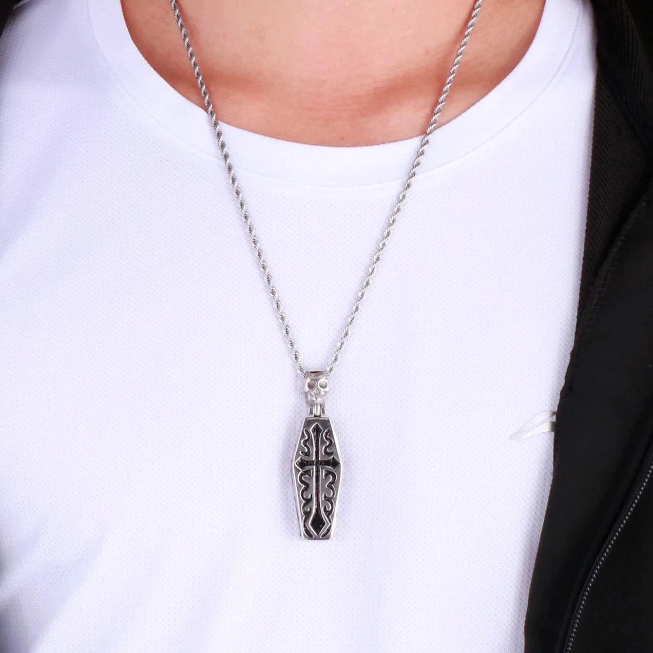 Mummy-Carved Cross Gothic Necklace-Evani Naomi Jewelry