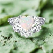 My Heart- Natural Moss Agate Wedding Ring-Evani Naomi Jewelry