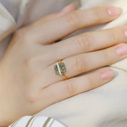 My Sanctuary- Unique Natural Moss Agate Gold Ring and Earrings-Evani Naomi Jewelry