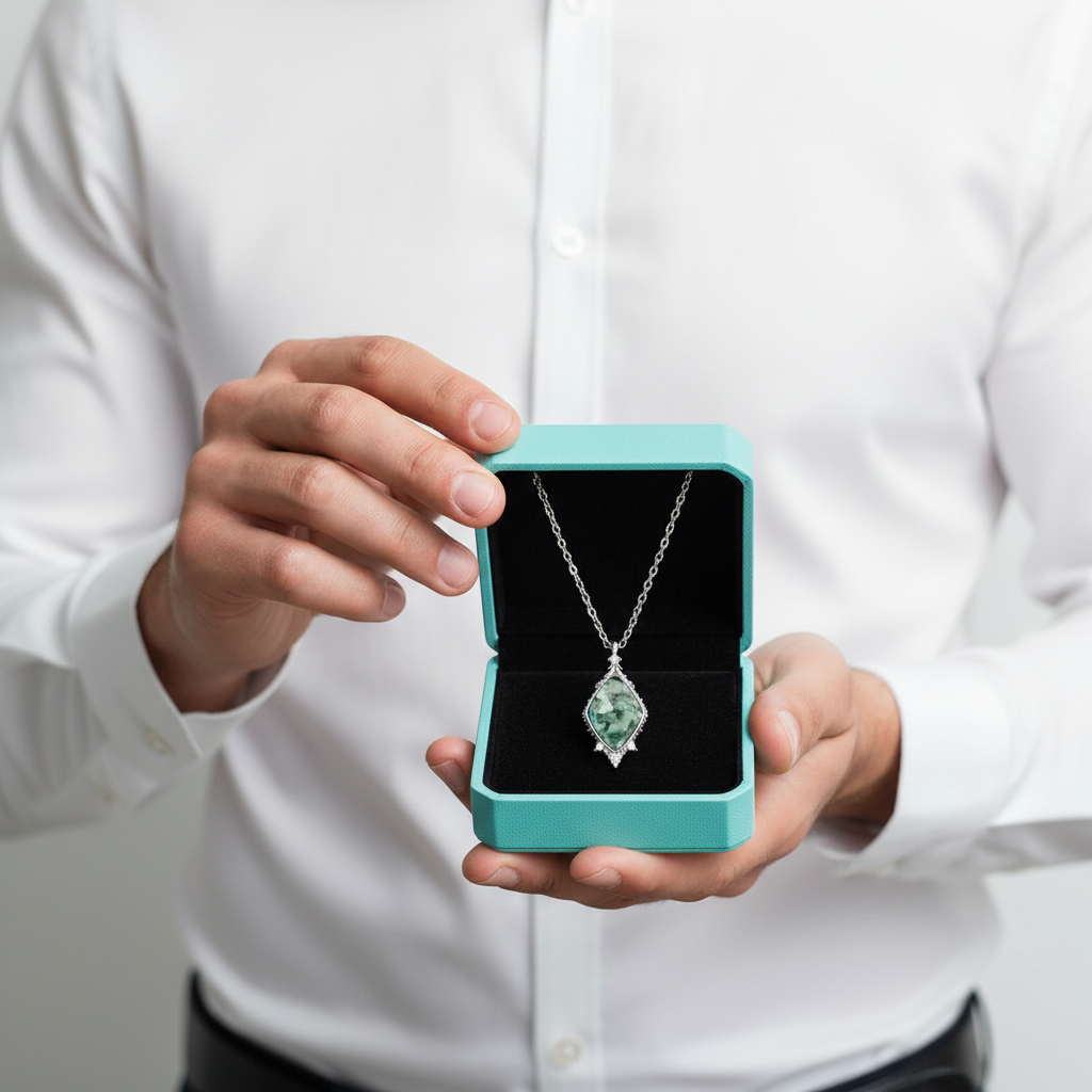 Where Sunlight Dapples and Hearts Meet- Unique Natural Moss Agate Pendant Necklace - Evani Naomi Jewelry