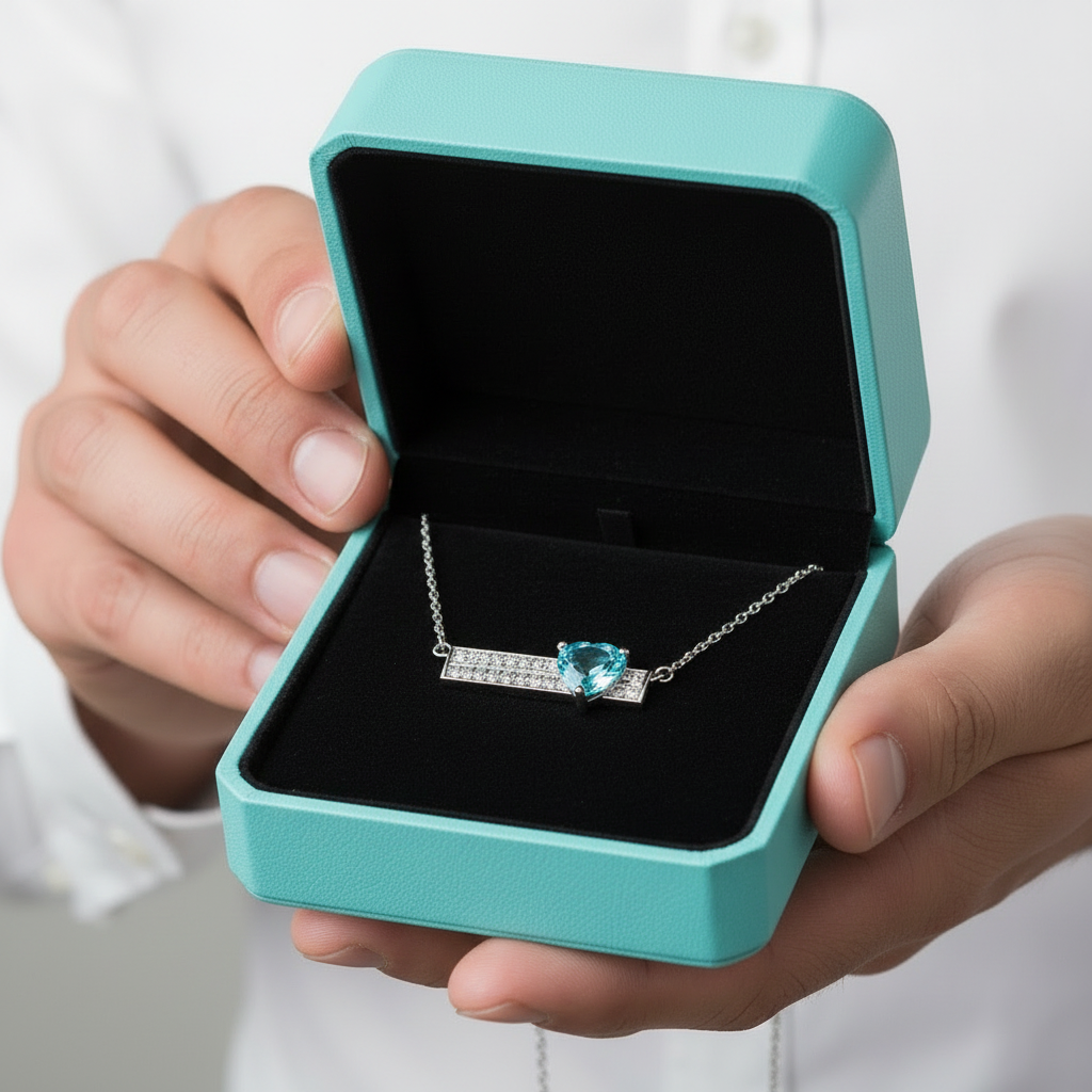 1.2 Ct Turquoise Heart Pendant Necklace - Evani Naomi Jewelry