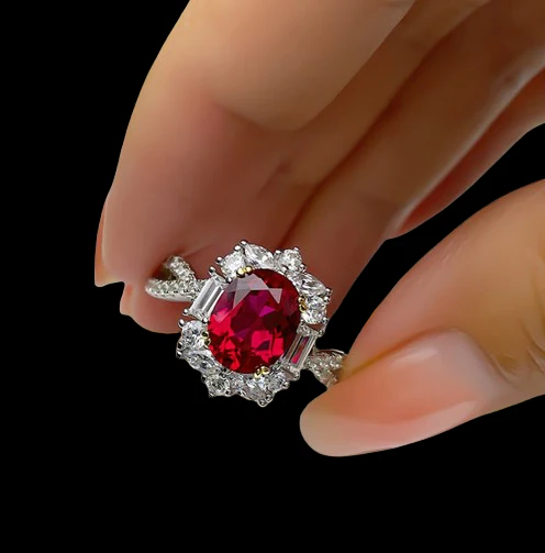 Oval Cut 1.0 ct Ruby Vintage Style Twisted Engagement Ring-Evani Naomi Jewelry