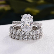 Oval Cut 3.5 Ct Diamond White Gold Bridal Set-Evani Naomi Jewelry