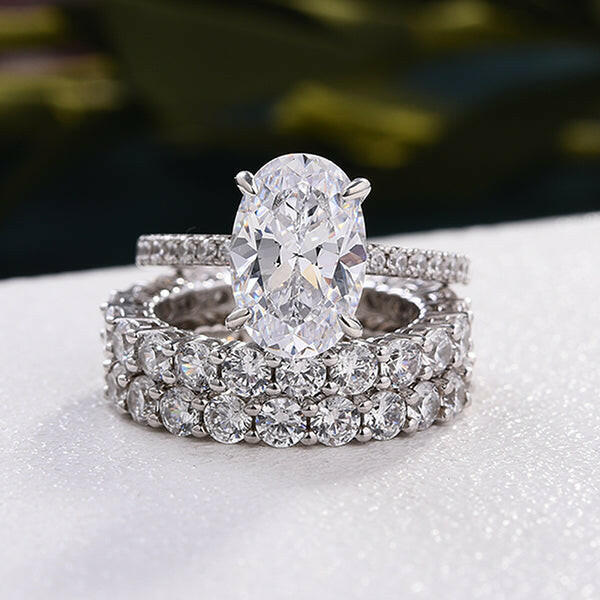 Oval Cut 3.5 Ct Diamond White Gold Bridal Set-Evani Naomi Jewelry