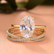 Oval Cut 3.5 ct Diamond Yellow Gold Bridal Set-Evani Naomi Jewelry