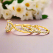 Oval Cut 3.5ct Diamond 3 Pieces Yellow Gold Bridal Set-Evani Naomi Jewelry