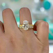 Oval Cut 3.5ct Diamond 3 Pieces Yellow Gold Bridal Set-Evani Naomi Jewelry