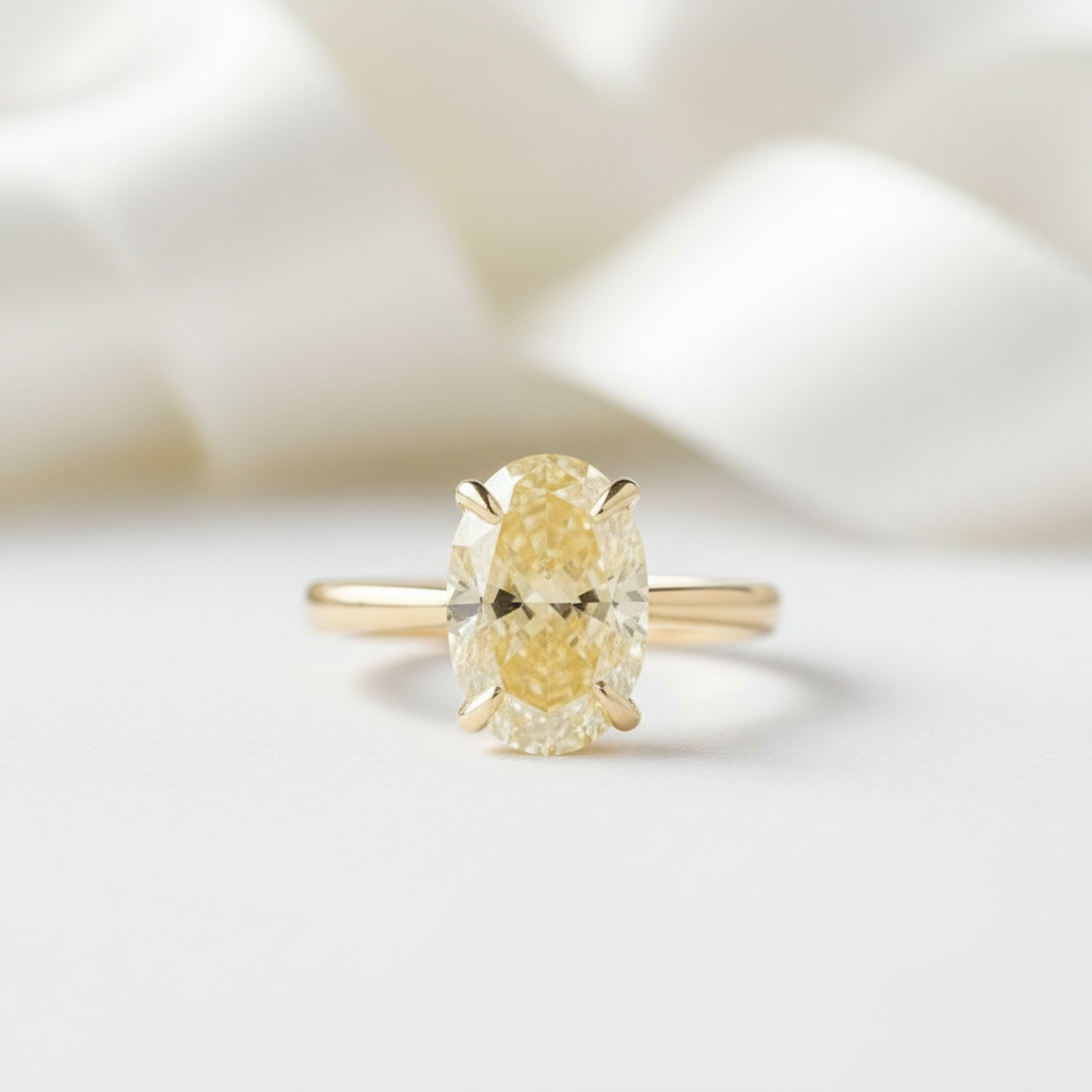 Oval Cut 3.5ct Yellow Gold Engagement Ring - Evani Naomi Jewelry