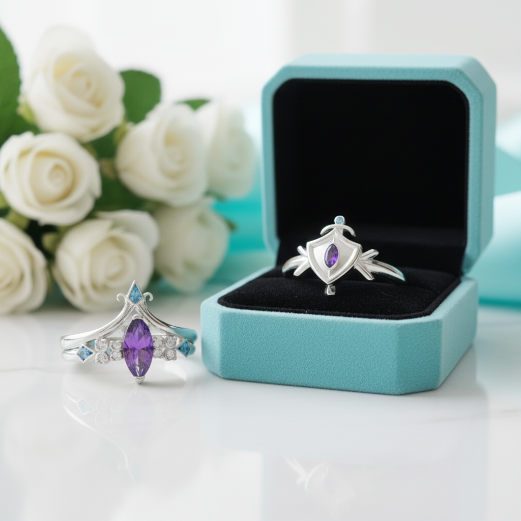 Amethyst Birthstone Ring (Unisex) in 14k Rose Gold-Evani Jewelry