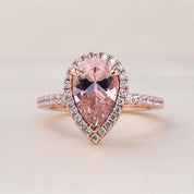 Pear Cut 2.2ct Synthetic Morganite 3 Pieces Bridal Set-Evani Naomi Jewelry