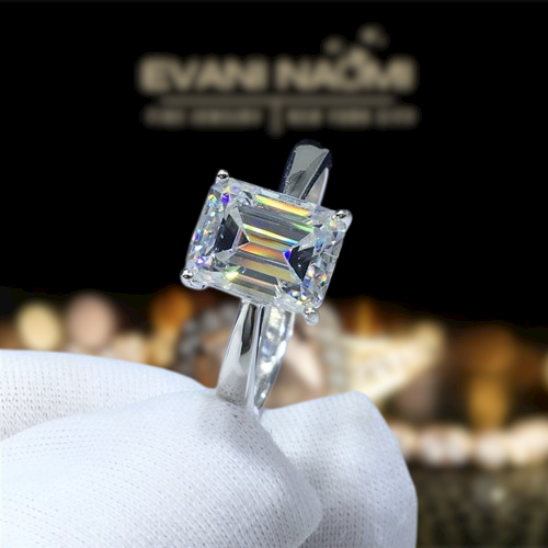 Platinum Engagement Ring with 2.0ct Emerald Cut Diamond-Evani Naomi Jewelry