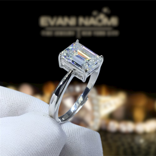 Platinum Engagement Ring with 2.0ct Emerald Cut Diamond-Evani Naomi Jewelry