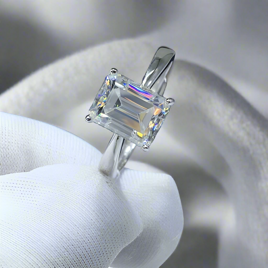 Platinum Engagement Ring with 2.0ct Emerald Cut Diamond-Evani Naomi Jewelry