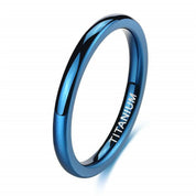 Polished Blue Unisex Titanium Wedding Band-Evani Naomi Jewelry