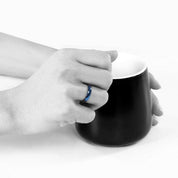 Polished Blue Unisex Titanium Wedding Band-Evani Naomi Jewelry