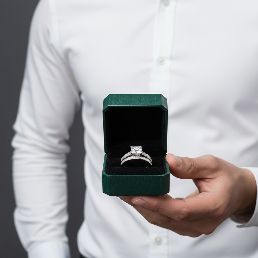 Princess-cut 1.5 ct Diamond Option Wedding Ring Set - Evani Naomi Jewelry