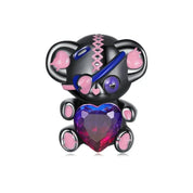 Punk Black Bear with Rainbow Heart Charm-Evani Naomi Jewelry