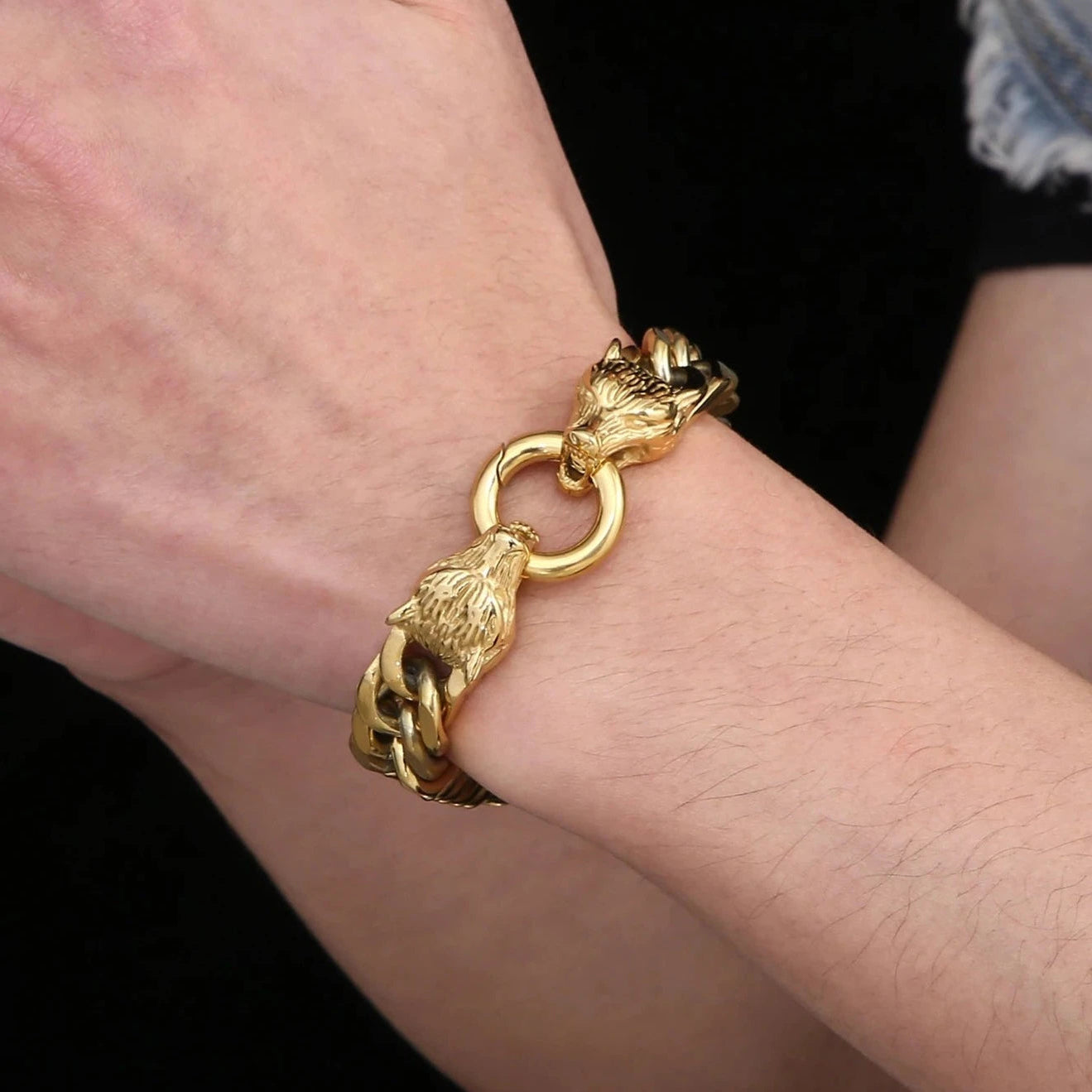 Punk Double Wolf Head Vintage Bracelet-Evani Naomi Jewelry