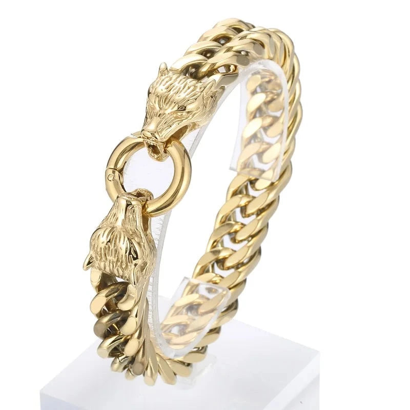 Punk Double Wolf Head Vintage Bracelet-Evani Naomi Jewelry