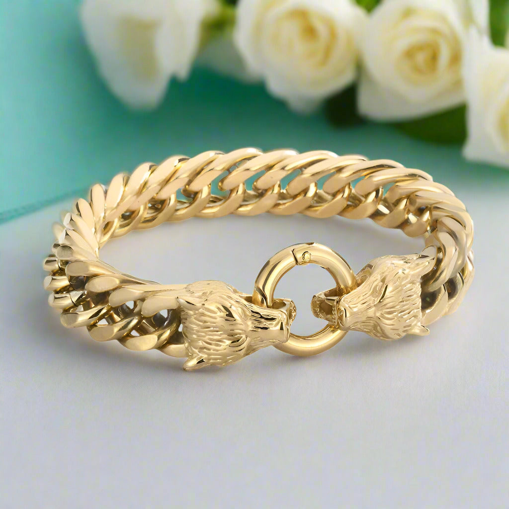 Punk Double Wolf Head Vintage Bracelet-Evani Naomi Jewelry
