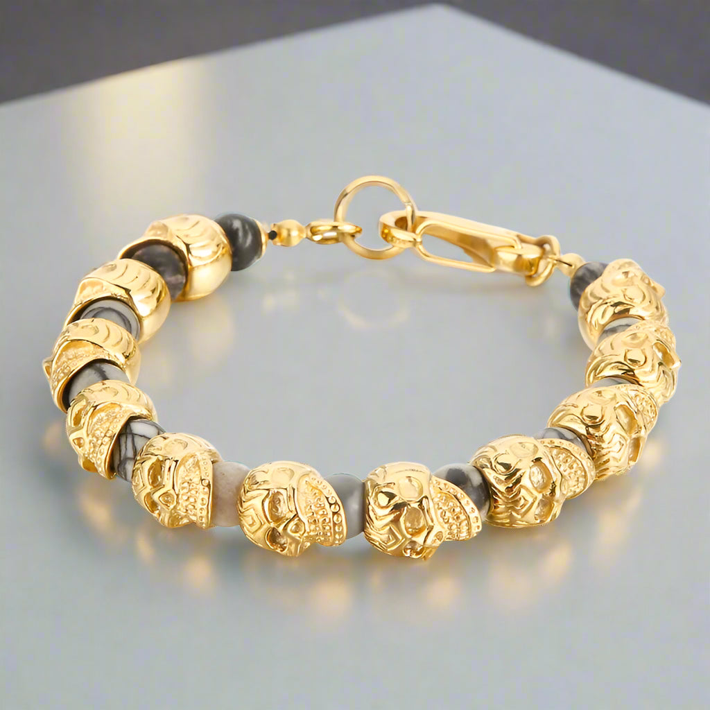 Punk Skull Beaded Gothic Bracelet-Evani Naomi Jewelry