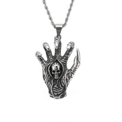 Punk Skull & Skeleton Palm Necklace-Evani Naomi Jewelry