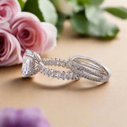 Radiant Cut 4.0ct Diamond Bridal Set-Evani Naomi Jewelry