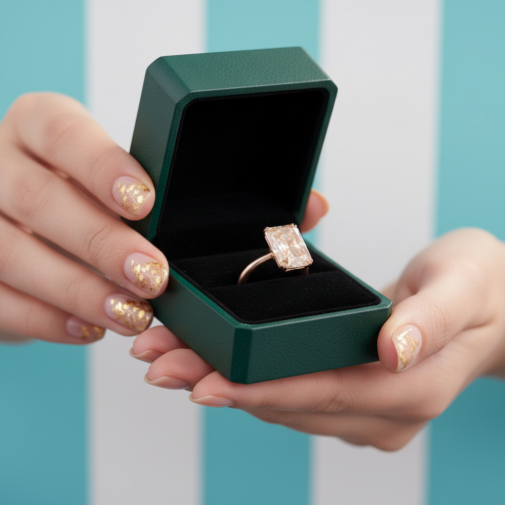 Radiant Cut Champagne Diamond Option Rose Gold Engagement Ring - Evani Naomi Jewelry