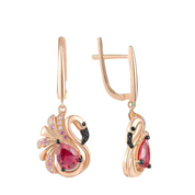 Red Diamond Cute Flamingo Earrings-Evani Naomi Jewelry