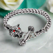 Red Eyes Tiger and Leopard Head Gothic Bracelet-Evani Naomi Jewelry