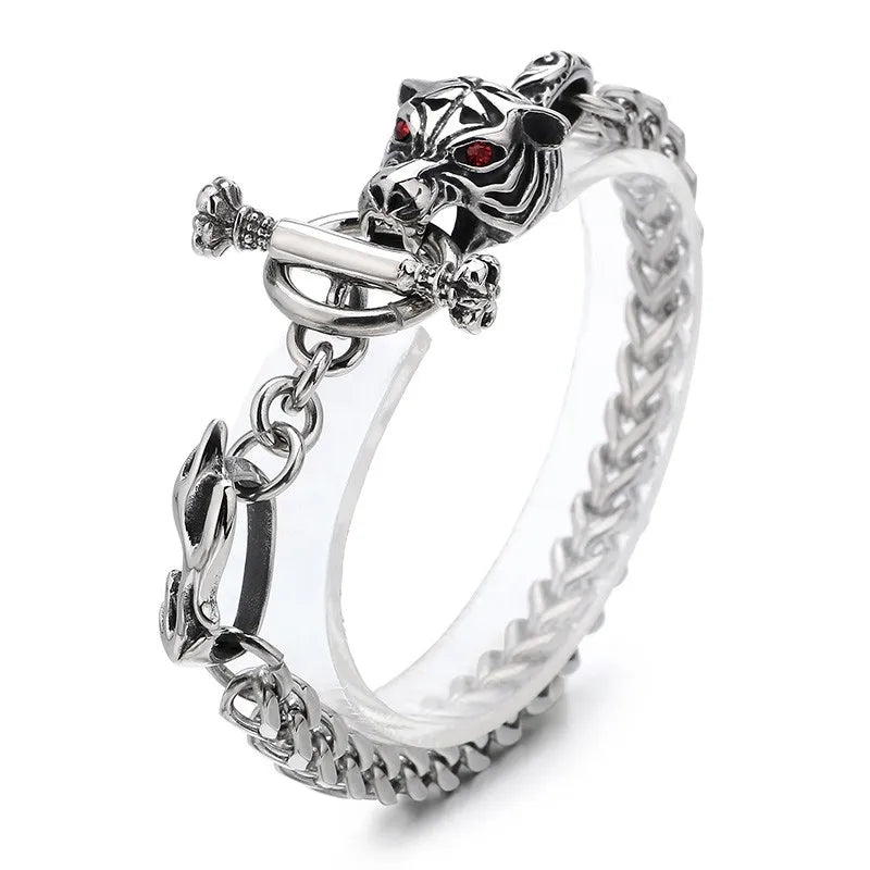 Red Stone Eyes Punk Bracelet-Evani Naomi Jewelry