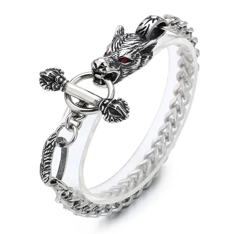 Red Stone Eyes Punk Bracelet-Evani Naomi Jewelry
