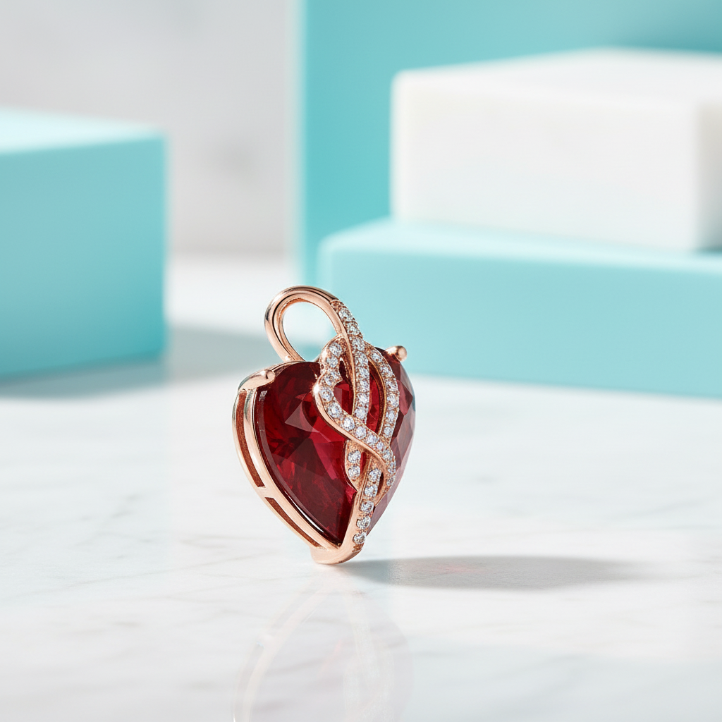 Ruby Red Diamond Heart Pendant-Evani Jewelry