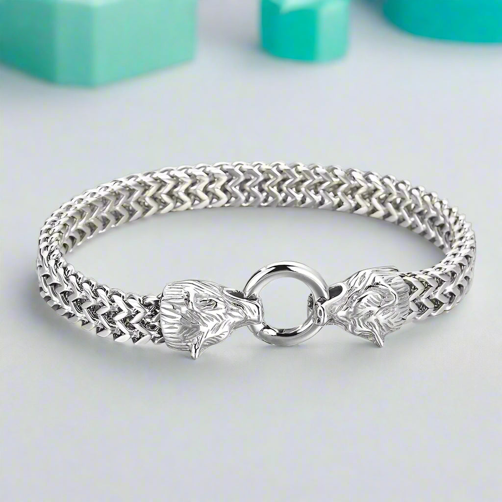 Rock Viking Wolf Charm Bracelet-Evani Naomi Jewelry