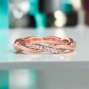 Rose Gold 0.8ct Infinity Twist Wedding Band-Evani Naomi Jewelry
