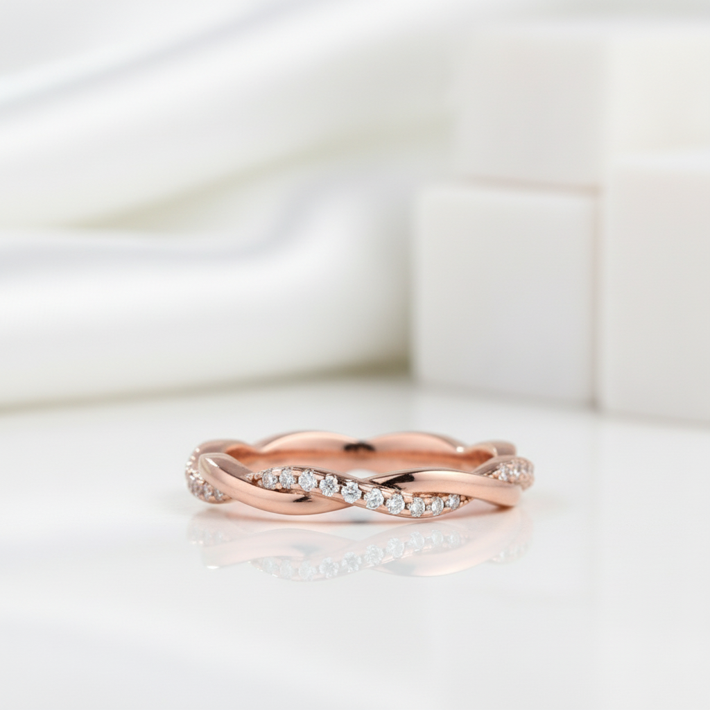 0.8ct Rose Gold Infinity Twist Wedding Band-Evani Jewelry