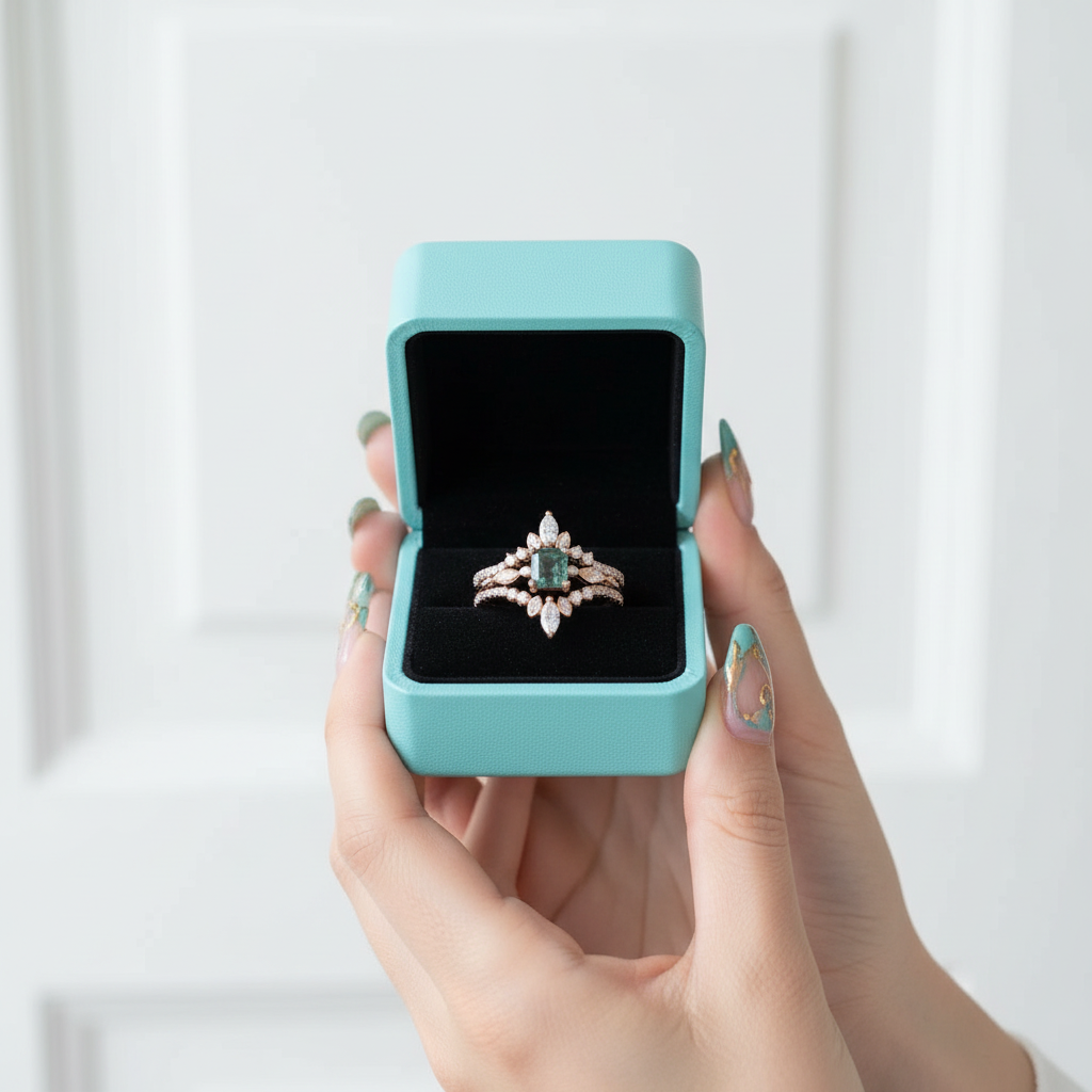 Perfect Love- Moss Agate Rose Gold Engagement Ring - Evani Naomi Jewelry