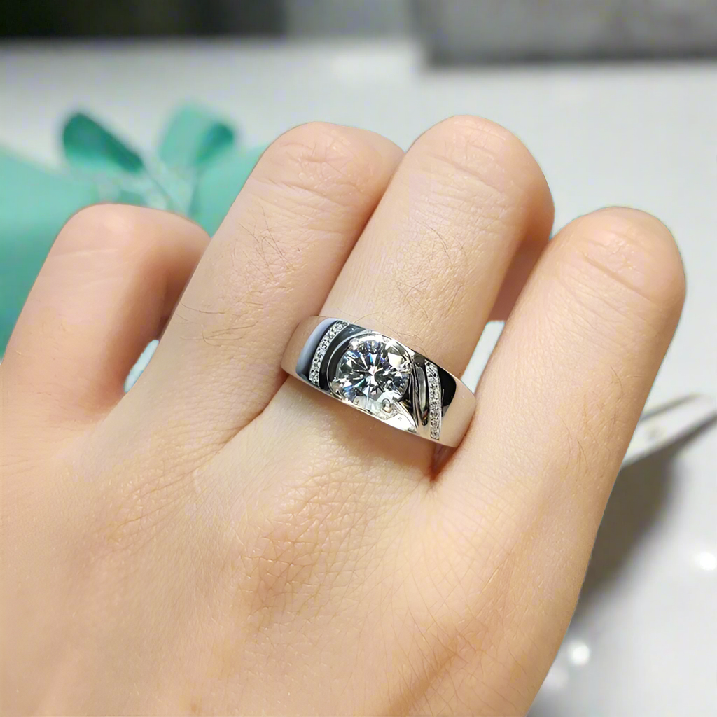 Round Cut 1.0 Ct Diamond Mens Ring-Evani Naomi Jewelry