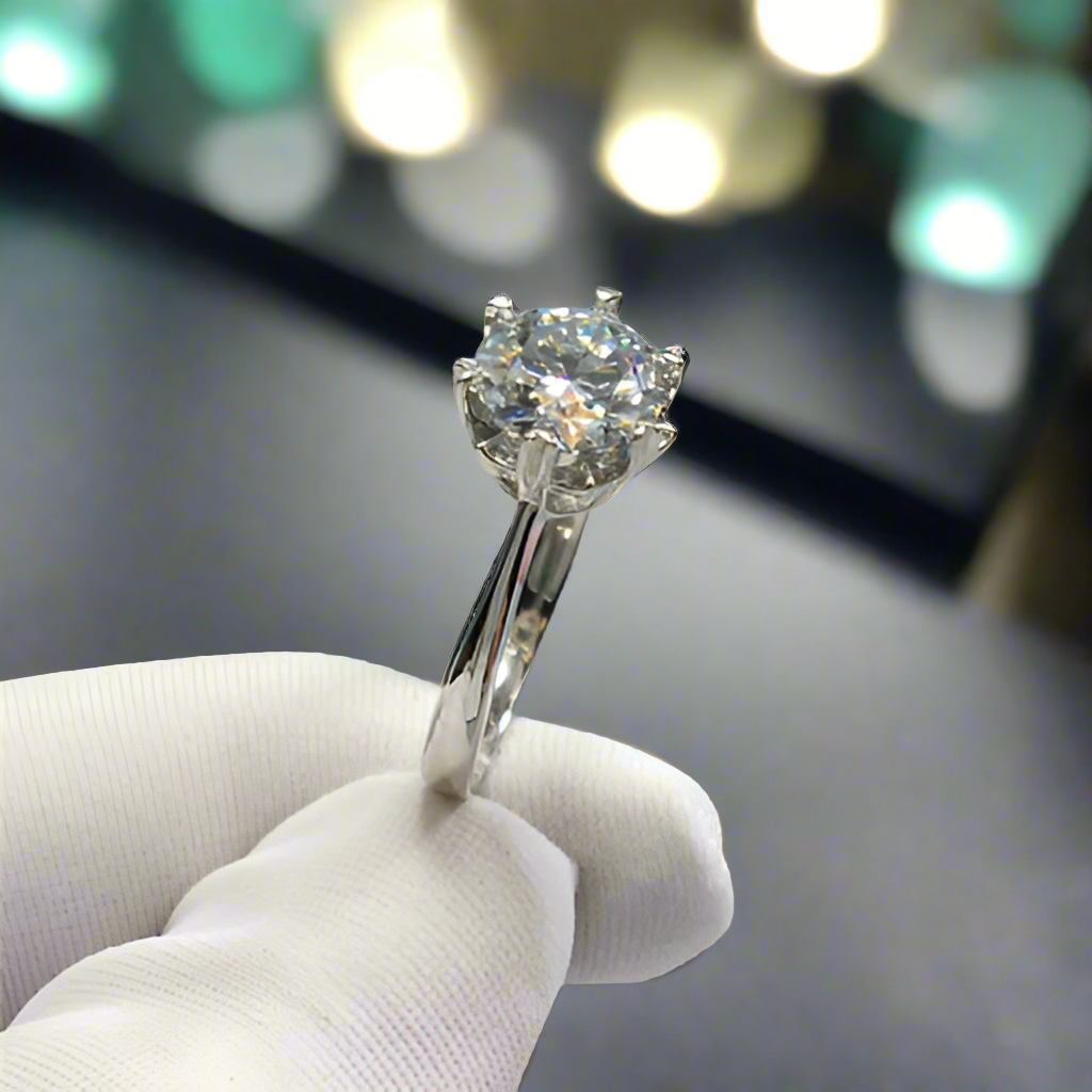 Round Cut 2.0 Ct Diamond with Snowflake Engagement Ring-Evani Naomi Jewelry