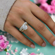 Round Cut 3.5ct Diamond 3pcs Yellow Gold Bridal Set-Evani Naomi Jewelry