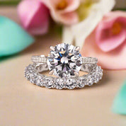 Round Cut 4.0ct Diamond Bridal Set-Evani Naomi Jewelry