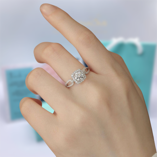 Round Cut Diamond Split Shank Engagement Ring-Evani Naomi Jewelry