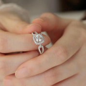 Round Cut Diamond Split Shank Engagement Ring-Evani Naomi Jewelry