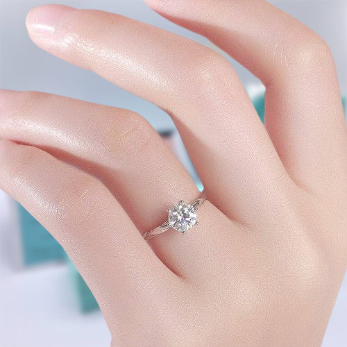 Round Cut Diamond Twist Band Solitaire Engagement Ring-Evani Naomi Jewelry