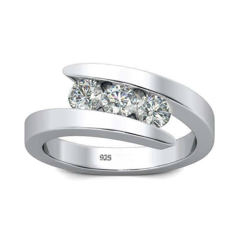Round Cut Three Stones Diamond Engagement Ring-Evani Naomi Jewelry
