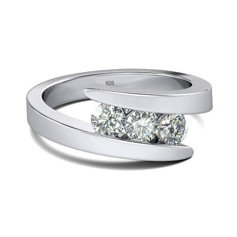 Round Cut Three Stones Diamond Engagement Ring-Evani Naomi Jewelry